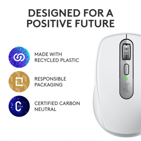 Logitech MX Anywhere 3S - Mouse - optical - 6 buttons - wireless - Bluetooth - Logitech Logi Bolt USB receiver - pale grey - 5