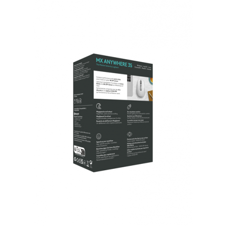 Logitech MX Anywhere 3S - Mouse - optical - 6 buttons - wireless - Bluetooth - Logitech Logi Bolt USB receiver - pale grey - 7