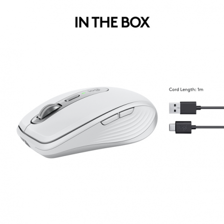 Logitech MX Anywhere 3S - Mouse - optical - 6 buttons - wireless - Bluetooth - Logitech Logi Bolt USB receiver - pale grey - 12