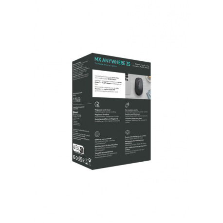 Logitech MX Anywhere 3S - Mouse - optical - 6 buttons - wireless - Bluetooth - Logitech Logi Bolt USB receiver - graphite - 6