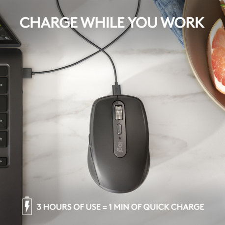 Logitech MX Anywhere 3S - Mouse - optical - 6 buttons - wireless - Bluetooth - Logitech Logi Bolt USB receiver - graphite - 22
