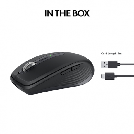 Logitech MX Anywhere 3S - Mouse - optical - 6 buttons - wireless - Bluetooth - Logitech Logi Bolt USB receiver - graphite - 28