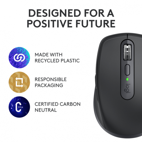 Logitech MX Anywhere 3S - Mouse - optical - 6 buttons - wireless - Bluetooth - Logitech Logi Bolt USB receiver - graphite - 30