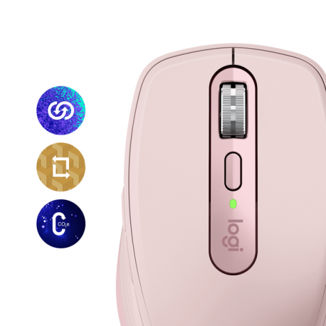 Logitech MX Anywhere 3S - Mouse - optical - 6 buttons - wireless - Bluetooth - Logitech Logi Bolt USB receiver - rose - 15