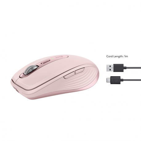 Logitech MX Anywhere 3S - Mouse - optical - 6 buttons - wireless - Bluetooth - Logitech Logi Bolt USB receiver - rose - 22