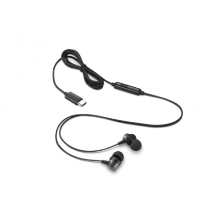 Lenovo Go - Earphones with mic - in-ear - black - for ThinkCentre M60q Chromebox; M70s Gen 3; M70t Gen 3; ThinkPad E14 Gen 3; P15v Gen 3 - 2
