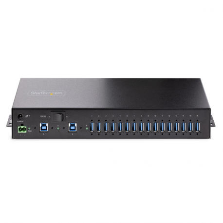 StarTech.com 16-Port Industrial USB 3.0 Hub 5Gbps, Metal, DIN / Surface / Rack Mountable, ESD Protection, Terminal Block Power, up to 120W Shared USB Charging, Dual-Host Hub / Switch (5G16AINDS-USB-A-HUB) - Hub - industrial - 16 x USB 3.2 Gen 1 - desktop, rack-mountable, DIN rail mountable - 9