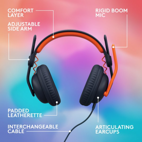Logitech Zone Learn Over-Ear Wired Headset for Learners, 3.5mm AUX - Headphones with mic - over ear - wired - 3.5 mm jack - 3