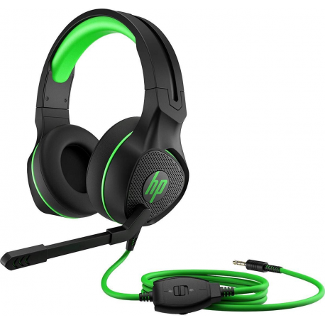 HP Pavilion Gaming 400 - Headset - full size - wired - 3.5 mm jack - acid green - for OMEN by HP Laptop 16; Victus by HP Laptop 15, 16; Laptop 14, 15, 17; Pavilion x360 Laptop - 2