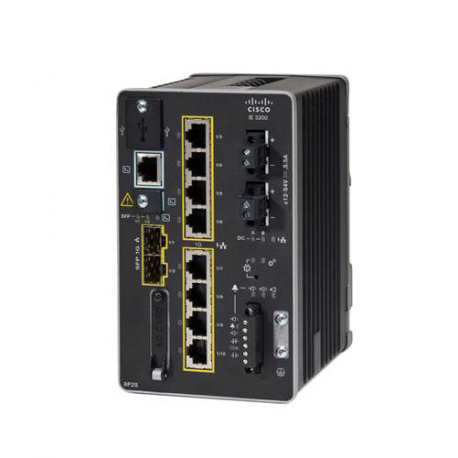Cisco Catalyst IE3200 Rugged Series - Network Essentials - switch - Managed - 8 x 10 / 100 / 1000 (PoE+) + 2 x Gigabit SFP - DIN rail mountable - PoE+ (240 W) - DC power - 0