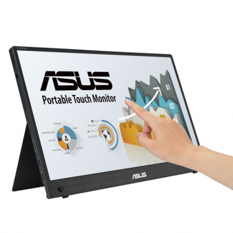 ASUS ZenScreen Touch MB16AHT - LED monitor - 16" (15.6" viewable) - portable - touchscreen - 1920 x 1080 Full HD (1080p) @ 60 Hz - IPS - 250 cd/m² - 700:1 - 5 ms - Mini HDMI, 2xUSB-C - speakers - dark grey - 7