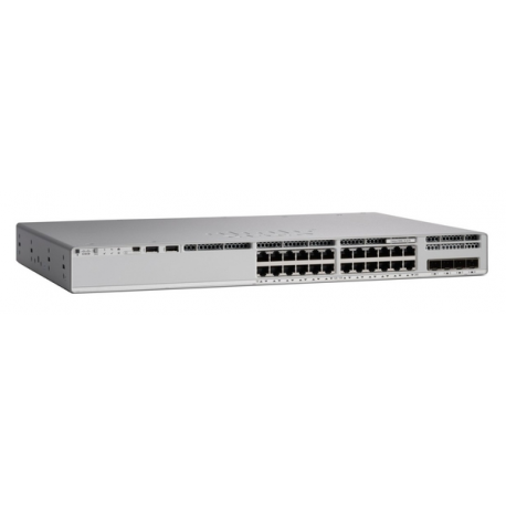 Cisco Catalyst 9200L - Network Essentials - switch - L3 - Managed - 8 x 100 / 1000 / 2.5G / 5G / 10GBase-T + 16 x 10 / 100 / 1000 (PoE+) + 2 x 25 Gigabit Ethernet - rack-mountable - PoE+ (370 W) - 0