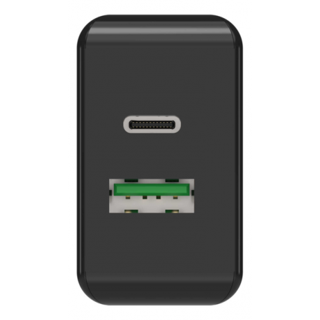 ANSMANN HC218PD - Power adapter - 18 Watt - 3000 mA - PD, QC 3.0 - 2 output connectors (USB, USB-C) - black - 7