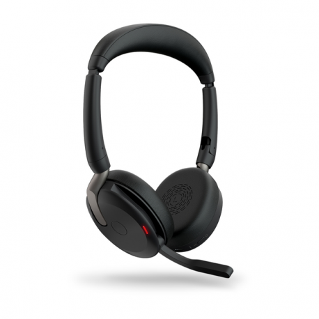 Jabra Evolve2 65 Flex UC Stereo - Headset - on-ear - Bluetooth - wireless - active noise cancelling - USB-C - black - with wireless charging pad - Optimised for UC - 0