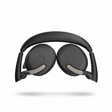 Jabra Evolve2 65 Flex UC Stereo - Headset - on-ear - Bluetooth - wireless - active noise cancelling - USB-A - black - with wireless charging pad - Optimised for UC - 3
