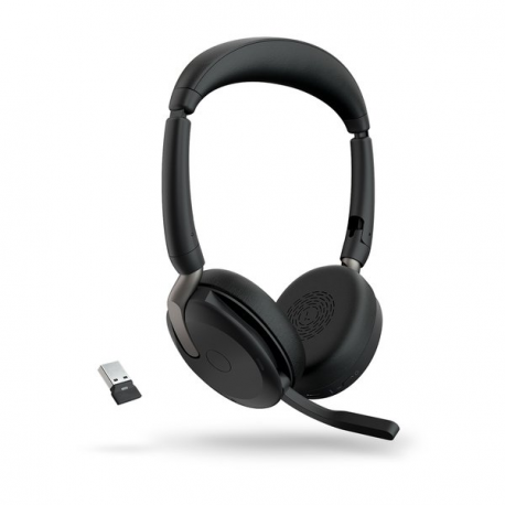 Jabra Evolve2 65 Flex UC Stereo - Headset - on-ear - Bluetooth - wireless - active noise cancelling - USB-A - black - Optimised for UC - 1