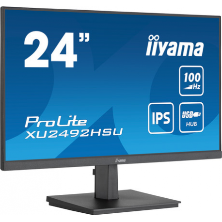 iiyama ProLite XU2492HSU-B6 - LED monitor - 24" (23.8" viewable) - 1920 x 1080 Full HD (1080p) @ 100 Hz - IPS - 250 cd / m² - 1300:1 - 0.4 ms - HDMI, DisplayPort - speakers - matte black - 1
