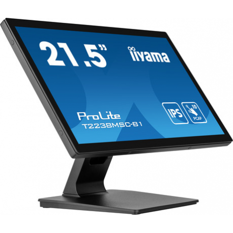 iiyama ProLite T2238MSC-B1 - LED monitor - 21.5" - touchscreen - 1920 x 1080 Full HD (1080p) - IPS - 600 cd / m² - 1000:1 - 5 ms - HDMI, DisplayPort - speakers - matte black - 1