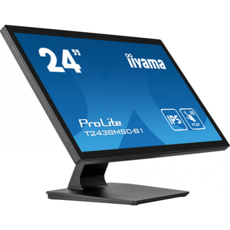 iiyama ProLite T2438MSC-B1 - LED monitor - 24" (23.8" viewable) - touchscreen - 1920 x 1080 Full HD (1080p) - IPS - 600 cd / m² - 1000:1 - 5 ms - HDMI, DisplayPort - speakers - matte black - 3