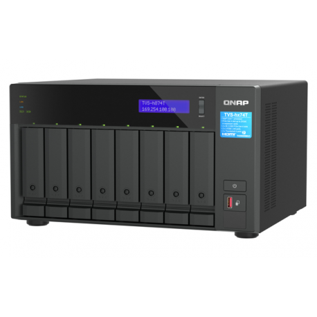 QNAP TVS-h874T - NAS server - 8 bays - SATA 6Gb / s - RAID RAID 0, 1, 5, 6, 10, 50, JBOD, 60 - RAM 64 GB - 2.5 Gigabit Ethernet - iSCSI support - 5
