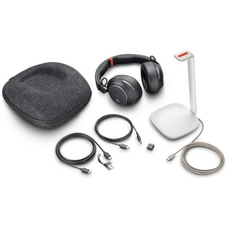 Poly Voyager Surround 85 - Voyager Surround 80 series - headset - over ear - Bluetooth - wireless - active noise cancelling - USB-C via Bluetooth adapter - black - Certified for Microsoft Teams, Certified for Microsoft Teams Open Office, UC certified - 3