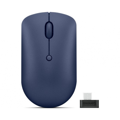 Lenovo - Mouse - compact - right and left-handed - optical - 4 buttons - wireless - 2.4 GHz - USB-C wireless receiver - abyss blue - brown box - CRU - 0