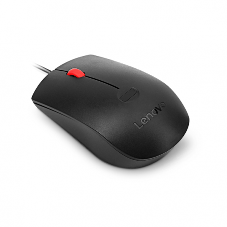 Lenovo - Mouse - ergonomic - optical - 3 buttons - wired - USB-A - black - brown box - CRU - 1