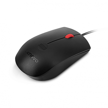 Lenovo - Mouse - ergonomic - optical - 3 buttons - wired - USB-A - black - brown box - CRU - 2