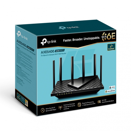TP-Link Archer AXE75 V1 - Wireless router 4-port switch - 1GbE - Wi-Fi 6E - Multi-Band - 0