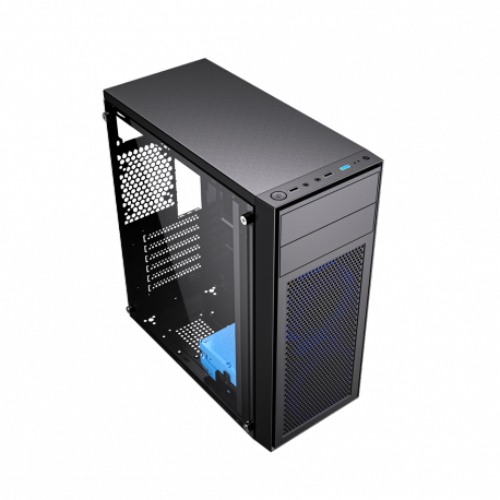 Gembird Fornax M100B - - ATX - windowed side panel (glass) - no power supply (ATX) - black - USB / Audio - 1
