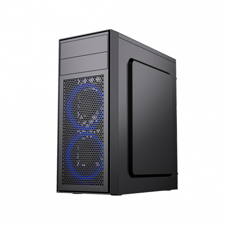 Gembird Fornax M100B - - ATX - windowed side panel (glass) - no power supply (ATX) - black - USB / Audio - 2