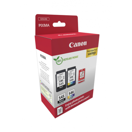 Canon PG-545  /  CL-546 Value Pack - 2-pack - 8 ml - black, colour (cyan, magenta, yellow) - original - hanging box - ink cartridge  /  paper kit - for PIXMA iP2850, MG2450, MG2550, TR4550, TR4551 - 1