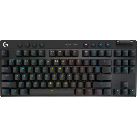 Logitech G PRO X - Keyboard - tenkeyless - backlit - Bluetooth, 2.4 GHz - key switch: GX Red Linear - black - 3