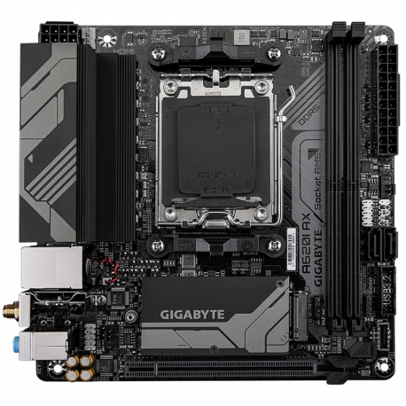 Gigabyte A620I AX - 1.0 - motherboard - mini ITX - Socket AM5 - AMD A620 Chipset - USB 3.2 Gen 1, USB 3.2 Gen 2, USB-C 3.2 Gen 1 - 2.5 Gigabit LAN, Bluetooth, Wi-Fi - onboard graphics (CPU required) - HD Audio (8-channel) - 2