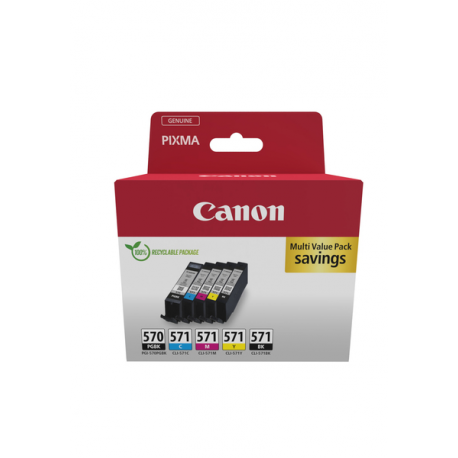 Canon PGI-570 / CLI-571 PGBK / BK / C / M / Y Multi Pack - 5-pack - black, yellow, cyan, magenta, pigmented black - original - box - ink tank - 0