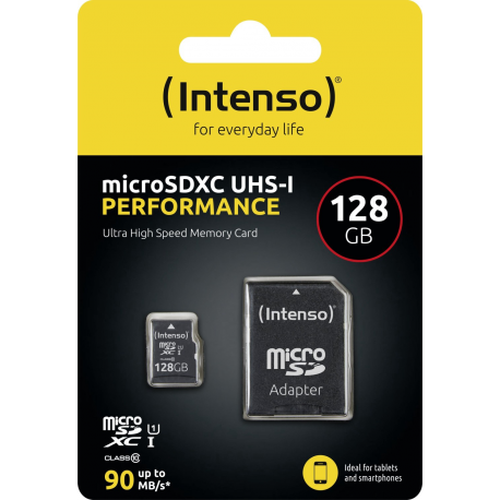 Intenso - Flash memory card (SD adapter included) - 128 GB - UHS-I U1 / Class10 - microSDXC UHS-I - 3