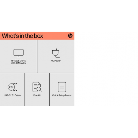 HP E32K G5 - E-Series - LED monitor - 31.5" - 3840 x 2160 4K UHD (2160p) @ 60 Hz - IPS - 350 cd / m² - 1000:1 - 5 ms - HDMI, DisplayPort, USB-C - speakers - black head, black and silver (stand) - 6
