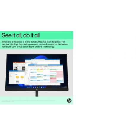HP E22 G5 - E-Series - LED monitor - 21.5" (21.5" viewable) - 1920 x 1080 Full HD (1080p) @ 75 Hz - IPS - 250 cd / m² - 1000:1 - 5 ms - HDMI, DisplayPort, USB - black, black and silver (stand) - 9