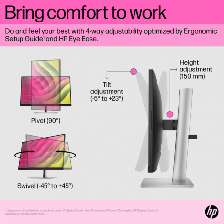 HP E24t G5 - E-Series - LED monitor - 23.8" - touchscreen - 1920 x 1080 Full HD (1080p) @ 75 Hz - IPS - 300 cd / m² - 1000:1 - 5 ms - HDMI, DisplayPort, USB-C - black, black and silver (stand) - 12