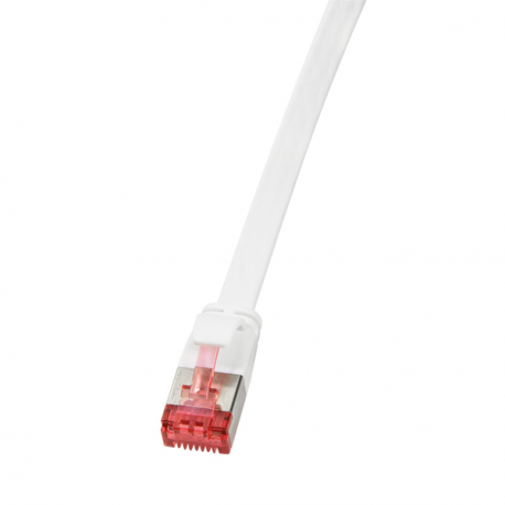 LogiLink SlimLine - Patch cable - RJ-45 (M) to RJ-45 (M) - 1 m - U / FTP, PiMF - CAT 6 - molded, snagless, flat - white - 0