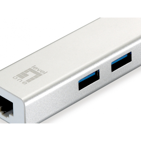 LevelOne USB-0503 - Hub - 3 x SuperSpeed USB 3.0 + 1 x 10 / 100 / 1000 - desktop - 5