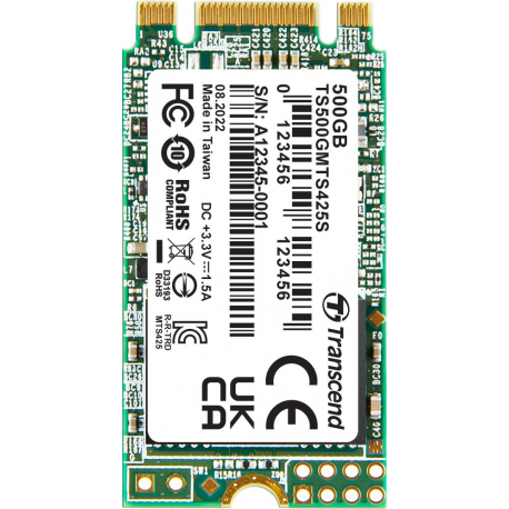 Transcend MTS425S - SSD - 500 GB - internal - M.2 2242 - SATA 6Gb/s - 0