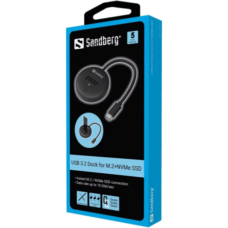 Sandberg - SSD docking station - bays: 1 - M.2 - M.2 NVMe Card - USB-C 3.2 (Gen 2) - 4