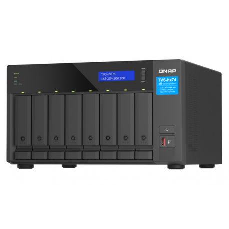 QNAP TVS-H874 - NAS server - 8 bays - SATA 6Gb / s - RAID 0, 1, 5, 6, 10, 50, 60, RAID TP, TM - RAM 64 GB - 2.5 Gigabit Ethernet  /  10 Gigabit Ethernet - iSCSI support - 0
