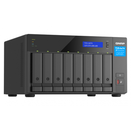 QNAP TVS-H874 - NAS server - 8 bays - SATA 6Gb / s - RAID 0, 1, 5, 6, 10, 50, 60, RAID TP, TM - RAM 64 GB - 2.5 Gigabit Ethernet  /  10 Gigabit Ethernet - iSCSI support - 2