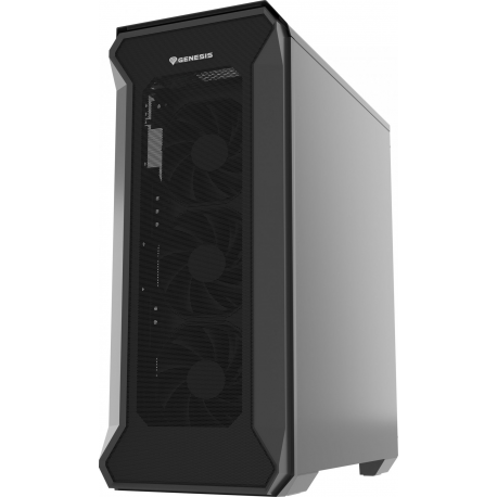 Genesis IRID 505F - Mid tower - ATX - windowed side panel (tempered glass) - no power supply (ATX) - black - USB/Audio - 1