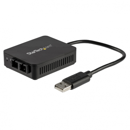 StarTech.com USB to Fiber Optic Converter, 100Mbps, USB 2.0 to Fiber Network Adapter, 100BASE-FX SC Female Duplex Multimode Fiber/MMF Compatible, 2Km, Compact USB to Fiber LAN Adapter - USB to LAN Adapter (US100A20FXSC) - Network adapter - USB 2.0 - 100Base-FX/100Base-SC x 1 - 1310 nm - black - 0