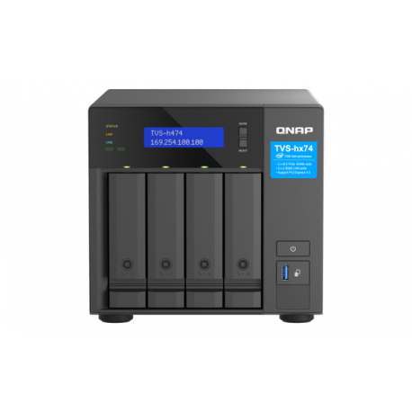 QNAP TVS-H474 - NAS server - 4 bays - SATA 6Gb/s - RAID 0, 1, 5, 6, 10, JBOD, RAID TP, TM - RAM 8 GB - Gigabit Ethernet / 2.5 Gigabit Ethernet - iSCSI support - 0