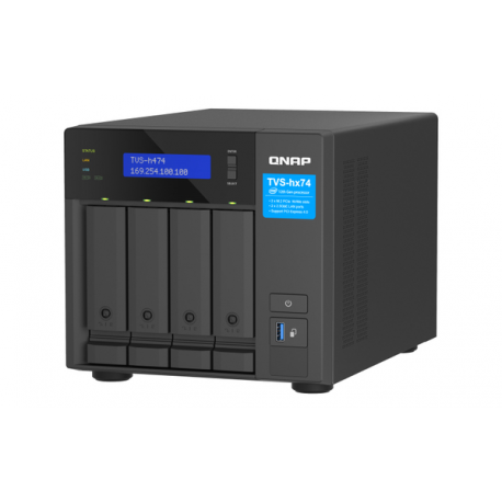 QNAP TVS-H474 - NAS server - 4 bays - SATA 6Gb/s - RAID 0, 1, 5, 6, 10, JBOD, RAID TP, TM - RAM 8 GB - Gigabit Ethernet / 2.5 Gigabit Ethernet - iSCSI support - 5