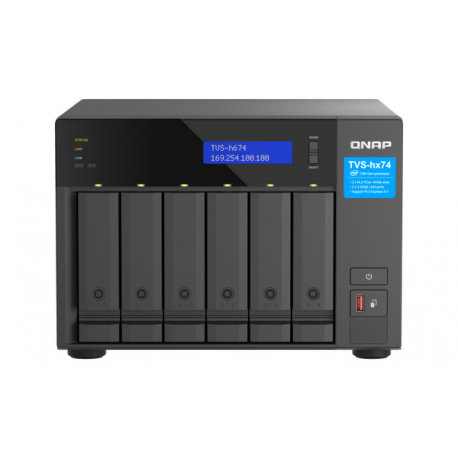 QNAP TVS-H674 - NAS server - 6 bays - SATA 6Gb/s - RAID 0, 1, 5, 6, 10, 50, JBOD, RAID TP, TM - RAM 32 GB - Gigabit Ethernet / 2.5 Gigabit Ethernet - iSCSI support - 5